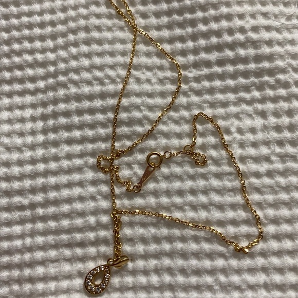 Solid Yellow Gold Necklace With Diamond Pendant K18 3.3g - Picture 4 of 4